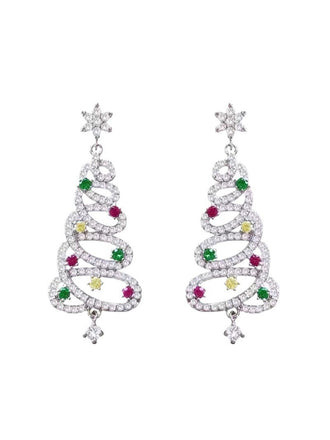 She adds this Silver Christmas Tree Colored Rhinestoned Earrings and suddenly it's vintage perfection