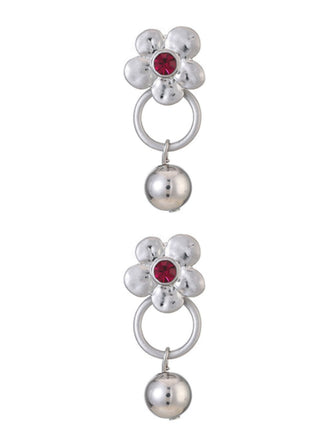 She adds this Silver & Red Rhinestone Flower Bell Earrings and suddenly it's vintage perfection