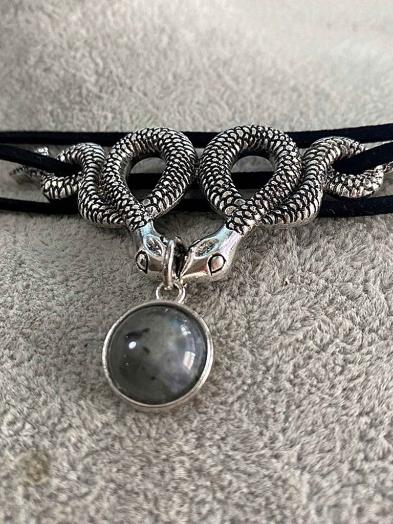 Silver Twin Snakes Halloween Necklace: vintage detail work for the woman who notices