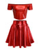2PCS Metallic 1970 Disco Off-Shoulder Top & Pleated Skirt - vintage skirt, retro style