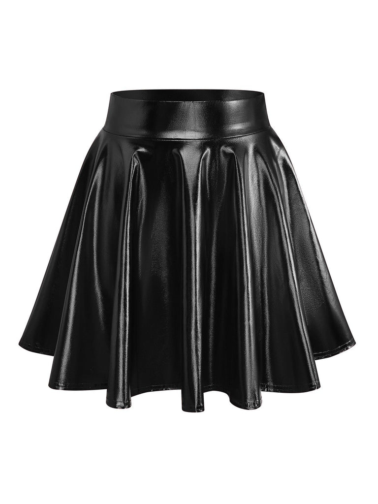 2PCS Metallic 1970 Disco Off-Shoulder Top & Pleated Skirt - vintage skirt, retro style