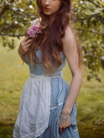 Sky Blue 1950s Strap Polka Dot Swing Dress: timeless style reimagined