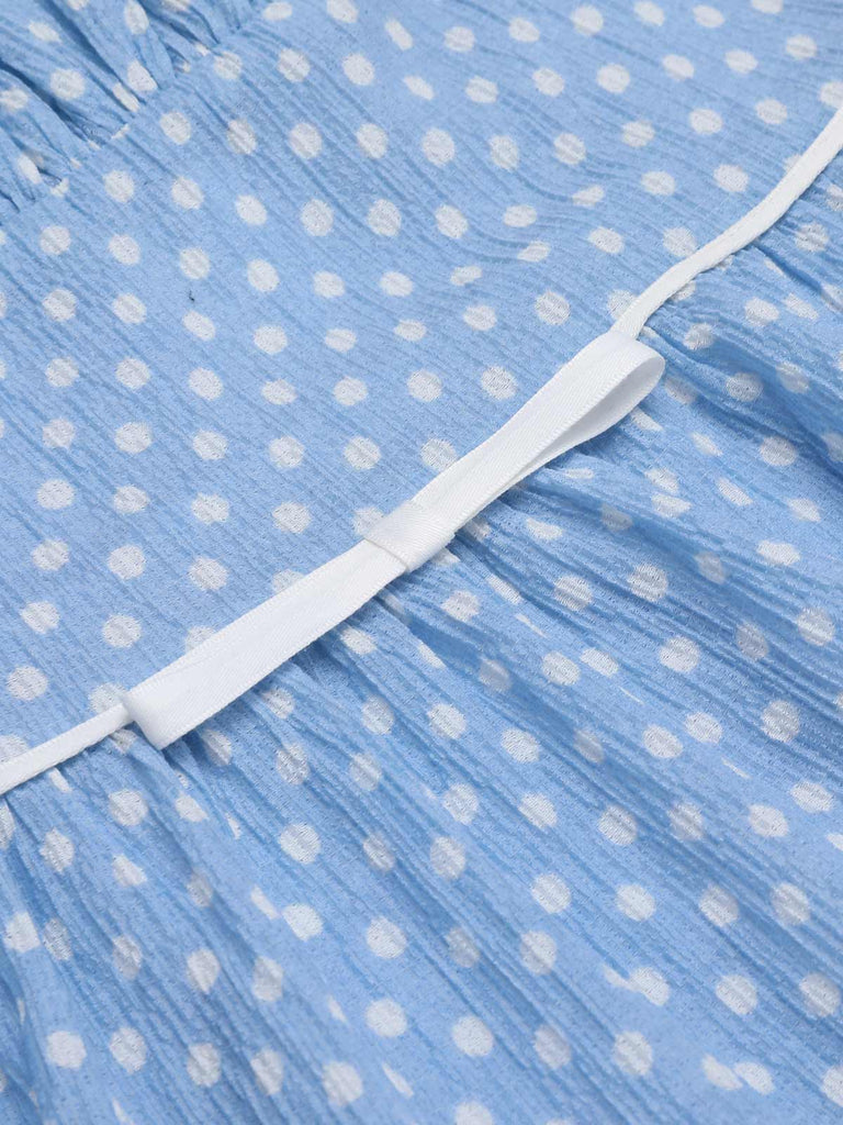Sky Blue 1950s Strap Polka Dot Swing Dress: where 1950s romance meets her modern spirit