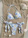 Sky Blue 1960s Starfish Print Halter Bow Tie Bikini Set - vintage swimsuit, pin-up swimwear for vintage lovers