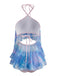 Sky Blue 1980s Halter Tankini Set, vintage fashion, retro style - perfect for women who love vintage and retro fashion