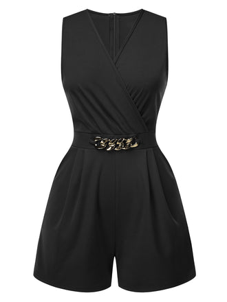 Solid 1960s Surplice VNeck Sleeveless | 1960s | vintage romper, retro jumpsuit