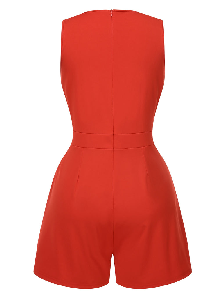 Solid 1960s Surplice VNeck Sleeveless | 1960s | vintage romper, retro jumpsuit