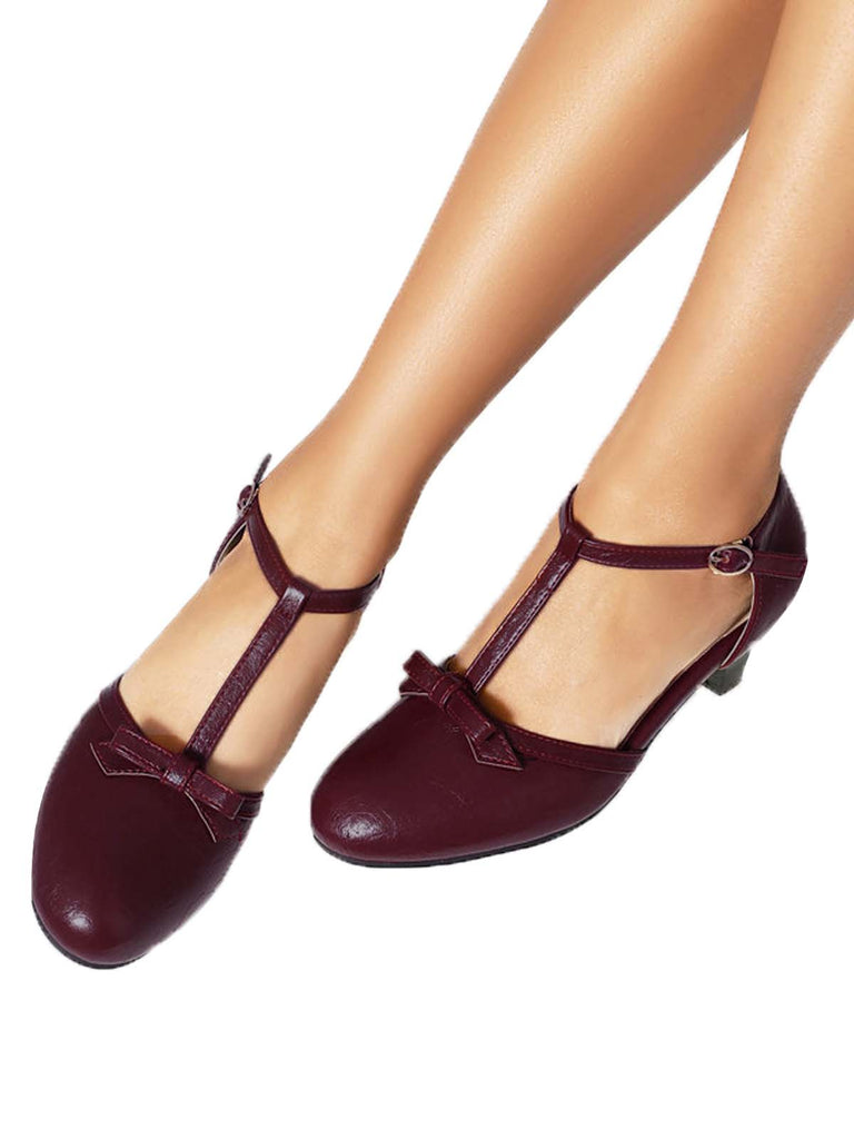 Solid Bow Ankle Strap Mary Jane Heels, vintage shoes, retro heels - perfect for women who love vintage and retro fashion