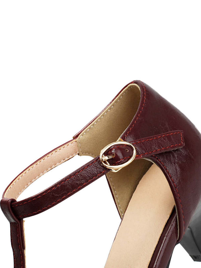 Solid Bow Ankle Strap Mary Jane Heels, vintage shoes, retro heels - perfect for women who love vintage and retro fashion