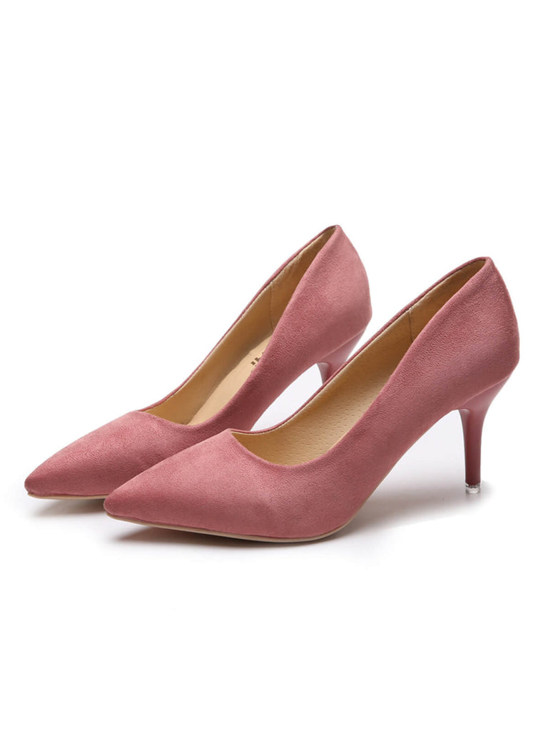 Solid Color Suede Thin Heels Pumps: timeless style reimagined