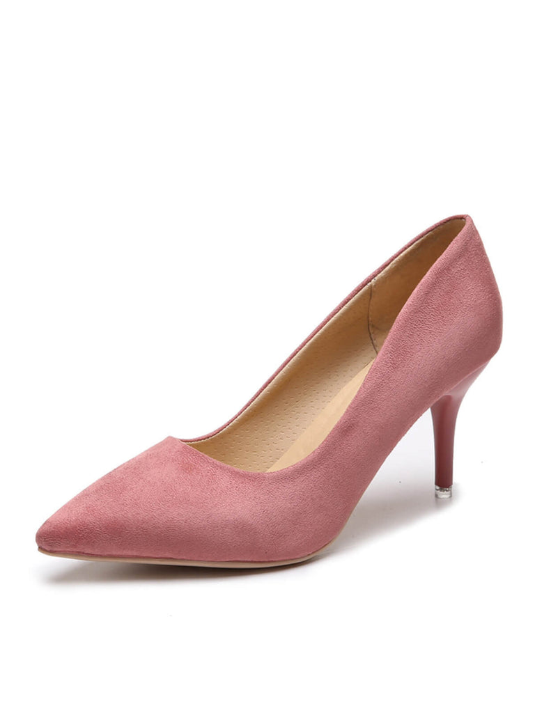 Solid Color Suede Thin Heels Pumps — vintage elegance for the modern woman