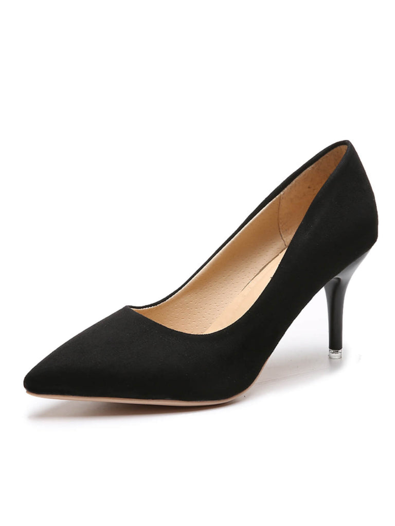 Solid Color Suede Thin Heels Pumps: timeless style reimagined