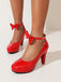 This Solid Leather Bowknot Buckle Strap Chunky Heels whispers vintage secrets to those who notice