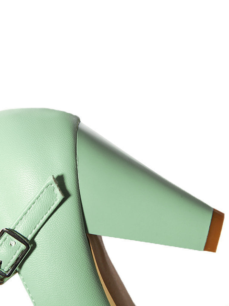 Solid Leather Bowknot T-Strap Chunky Heels — vintage style that transcends decades