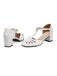 Solid Leather Hollow Roman Heel Shoes, vintage shoes, retro heels - perfect for women who love vintage and retro fashion