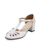 Solid Leather Hollow Roman Heel Shoes, vintage shoes, retro heels - perfect for women who love vintage and retro fashion