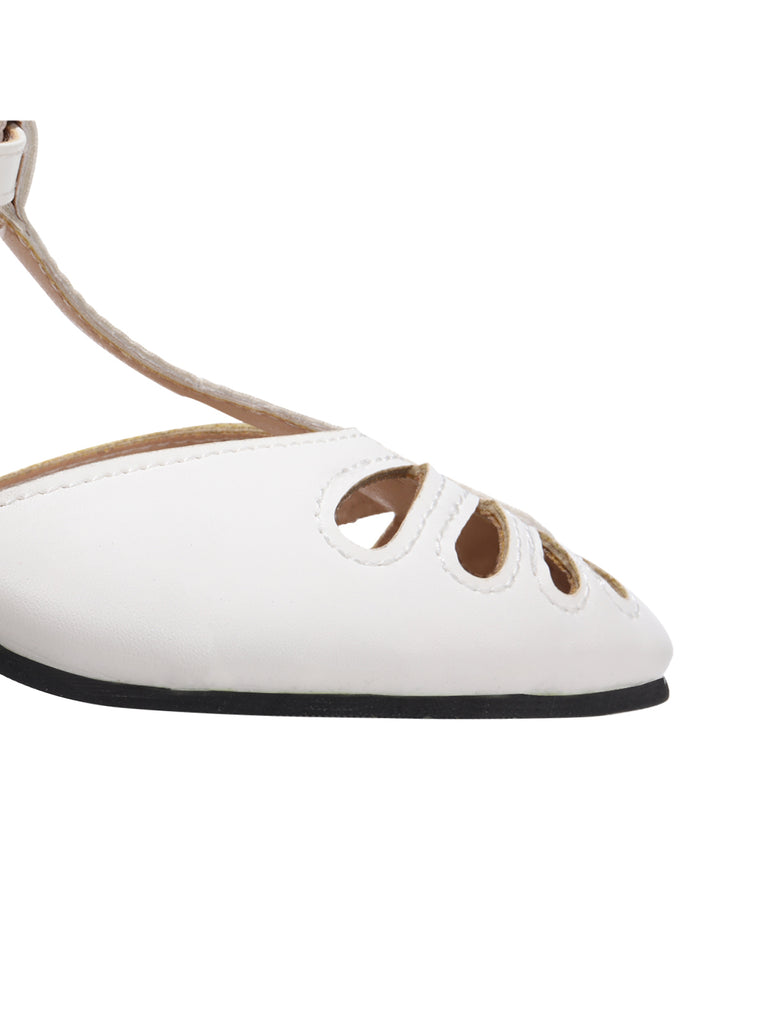 Solid Leather Hollow Roman Heel Shoes, vintage shoes, retro heels - perfect for women who love vintage and retro fashion