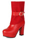 Solid PU Leather Ribbed Knit Patchwork High Heels - vintage shoes, retro heels