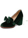 Solid Velvet Bow Detail Block Heel Shoes - vintage shoes, retro heels