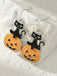 Spooky Halloween Cat And Pumpkin Earrings: vintage detail work for the woman who notices
