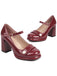 Square Toe PU Leather Pearl Chunky Heels - vintage shoes, retro heels