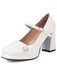 Square Toe PU Leather Pearl Chunky Heels - vintage shoes, retro heels