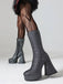 Square Toe Sequined Chunky Heel Mid-Calf Boots, vintage fashion, retro style - perfect for women who love vintage and retro fashion