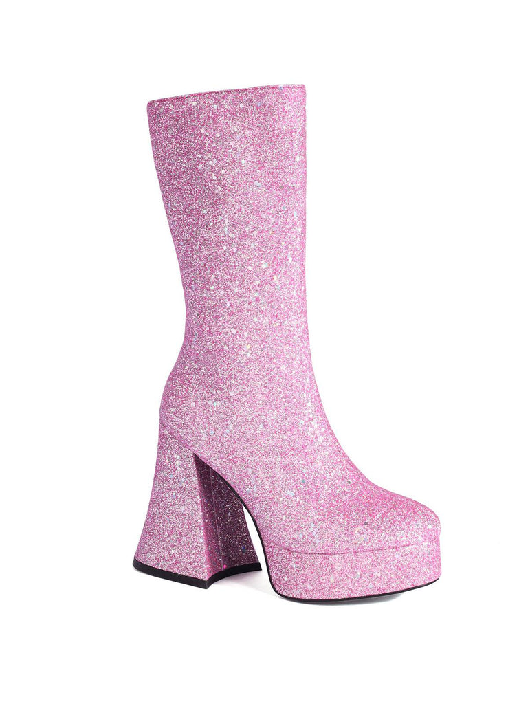 Square Toe Sequined Chunky Heel Mid-Calf Boots: timeless vintage elegance she makes her own