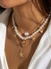 Starfish Seashell Pearl Layered Chain Necklace: vintage detail work for the woman who notices
