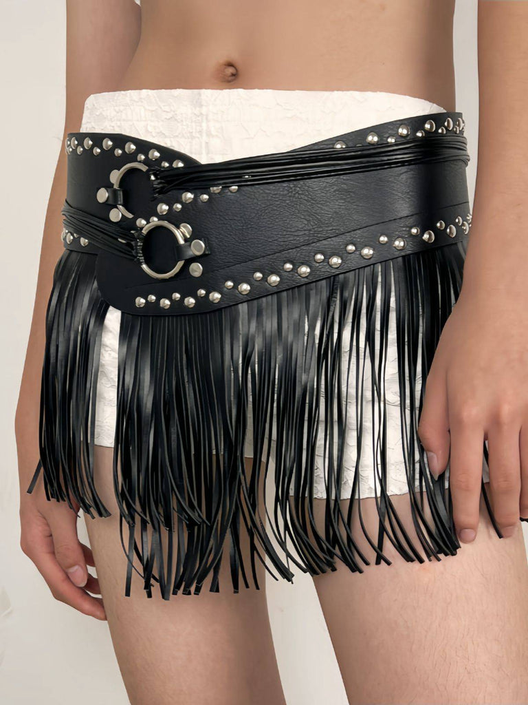 Steampunk Rivet Tassel Skirt Belt - vintage skirt, retro style