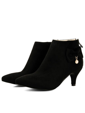 Stiletto Heel Pointed Suede Ankle High Heels - vintage shoes, retro heels