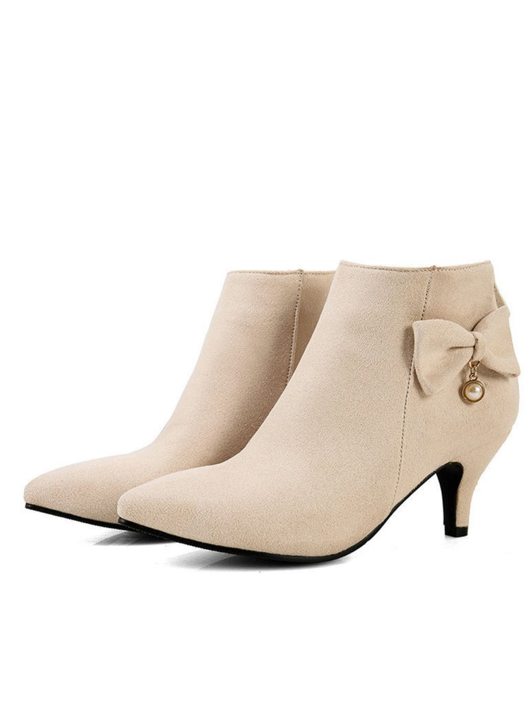 Stiletto Heel Pointed Suede Ankle High Heels - vintage shoes, retro heels