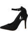 Suede Bow Ankle Strap Pointed Toe High Heel Shoes - vintage shoes, retro heels