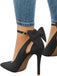 Suede Bow Ankle Strap Pointed Toe High Heel Shoes - vintage shoes, retro heels