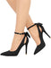 Suede Bow Ankle Strap Pointed Toe High Heel Shoes - vintage shoes, retro heels