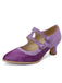 Suede Mary Jane Button Detail Heels - vintage shoes, retro heels