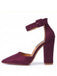 Suede Pointed-Toe Ankle Strap High Heel Pumps - vintage shoes, retro heels