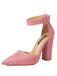 Suede Pointed-Toe Ankle Strap High Heel Pumps - vintage shoes, retro heels