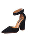 Suede Pointed-Toe Ankle Strap High Heel Pumps - vintage shoes, retro heels