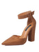 Suede Pointed-Toe Ankle Strap High Heel Pumps - vintage shoes, retro heels