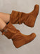 Suede Wedge Buckle Detail Boots - vintage fashion, retro style