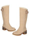 Suede buckle Faux Fur Knee-High Boots - vintage fashion, retro style