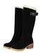 Suede buckle Faux Fur Knee-High Boots - vintage fashion, retro style