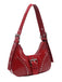 True Red Steampunk Leather Rivets Shoulder Bag - vintage fashion, retro style, elegant red