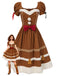 Turmeric 1950s Gingerbread Man Plush Trim Dress - vintage dress, retro fashion, rockabilly