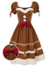Turmeric 1950s Gingerbread Man Plush Trim Dress, vintage dress, retro fashion, rockabilly, pin-up fashion - perfect for women who love vintage and retro fashion