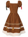 Turmeric 1950s Gingerbread Man Plush Trim Dress, vintage dress, retro fashion, rockabilly, pin-up fashion - perfect for women who love vintage and retro fashion