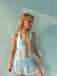 Turquoise 1950s Chiffon Starfish Halter Ruffled Tankini Set, vintage fashion, retro style - perfect for women who love vintage and retro fashion