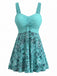 Turquoise 1980s Paisley Ruched Bust Polka Strap Swim Dress, vintage dress, retro fashion - perfect for women who love vintage and retro fashion