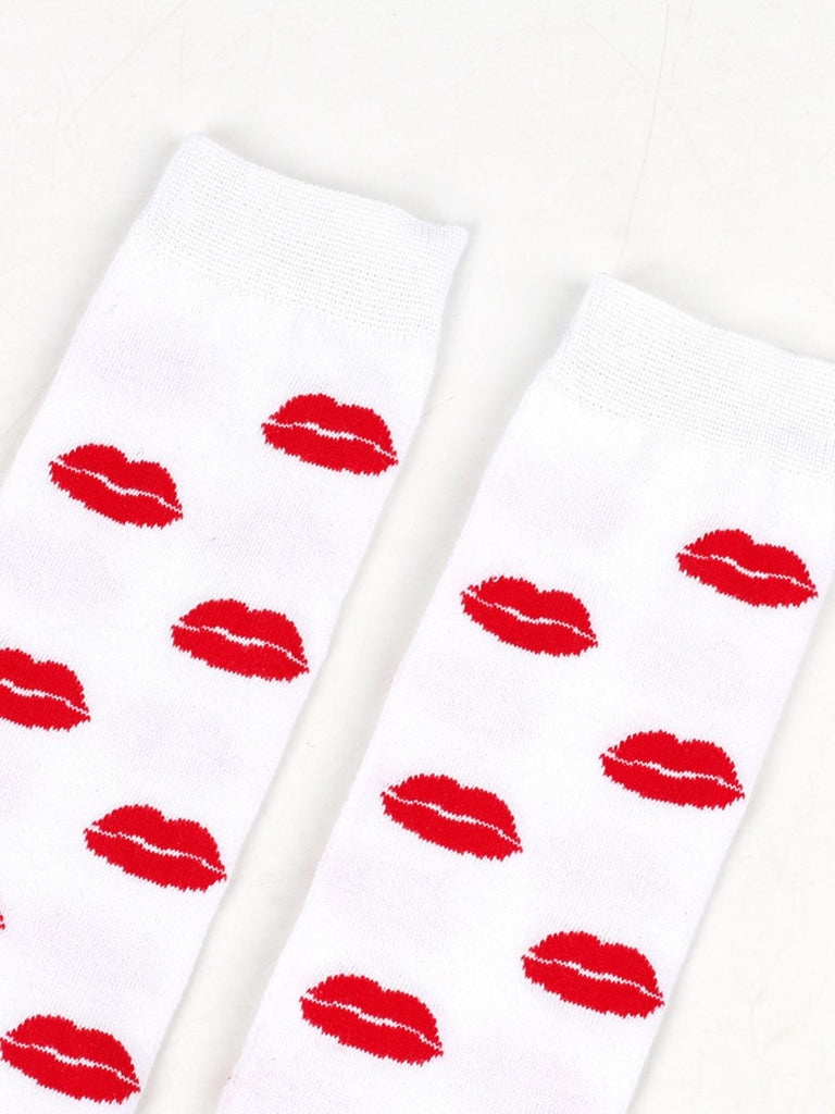 Valentine Heart Lip High-Thigh Socks — vintage style that transcends decades